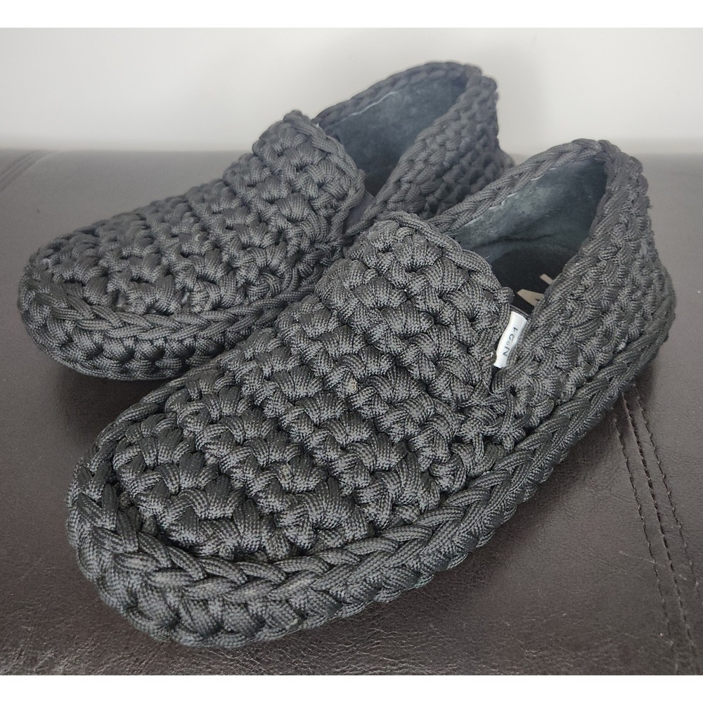 N21 Alessandro Dell'Acqua Knitted Slip On Sneakers Black Woven Loafers Size 39